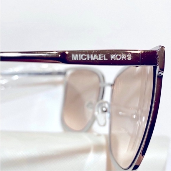 NWT Michael Kors Crystal Studded Mirrored Stockholm Sunglasses in Silver w/Case - Picture 11 of 12